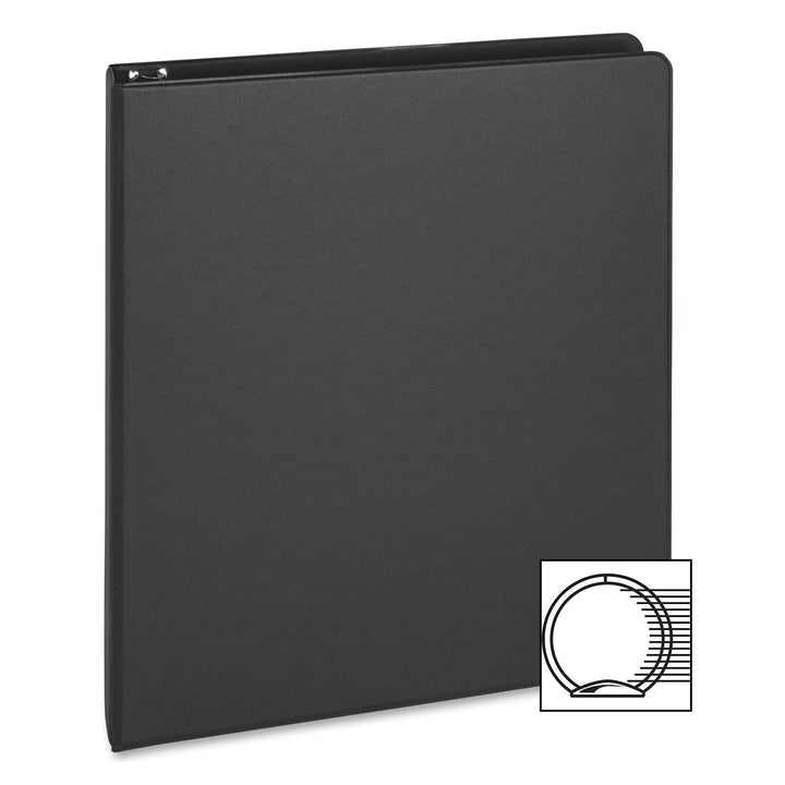 Image of Business Source Binder, Round Rings, 1" Capacity, 8-1/2"x5-1/2", Black