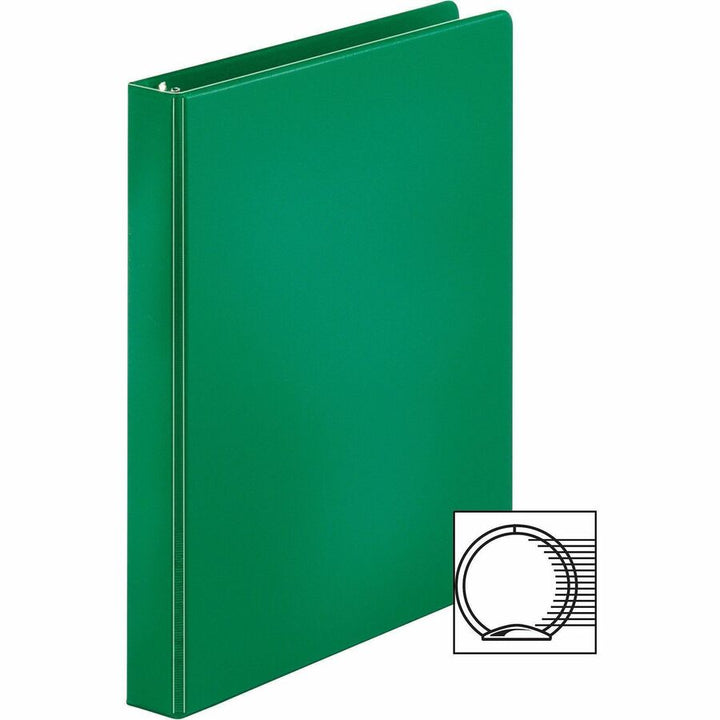 Image of Business Source Binder, Round Rings, 1" Capacity, 11"x8-1/2", Green