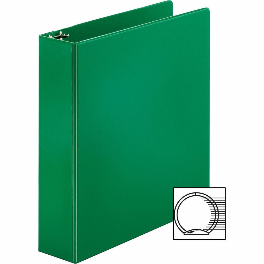 Image of Business Source Binder, Round Rings, 2" Capacity, 11"x8-1/2", Green
