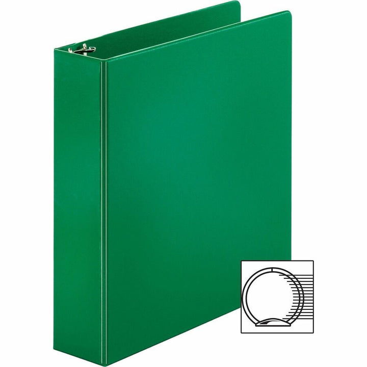 Image of Business Source Binder, Round Rings, 2" Capacity, 11"x8-1/2", Green