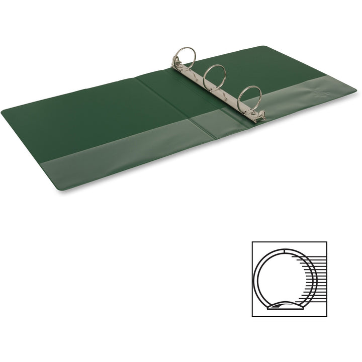 Image of Business Source Binder, Round Rings, 2" Capacity, 11"x8-1/2", Green