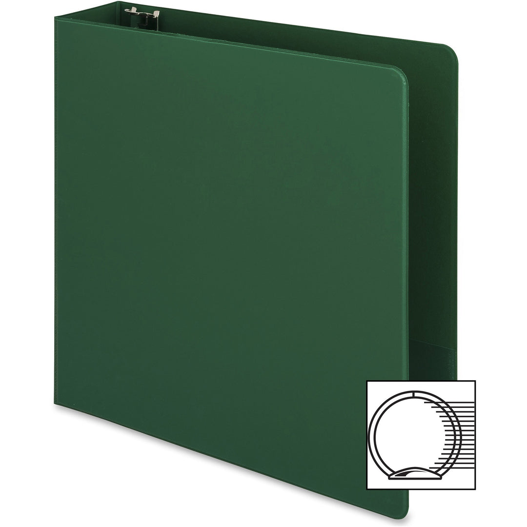 Image of Business Source Binder, Round Rings, 2" Capacity, 11"x8-1/2", Green