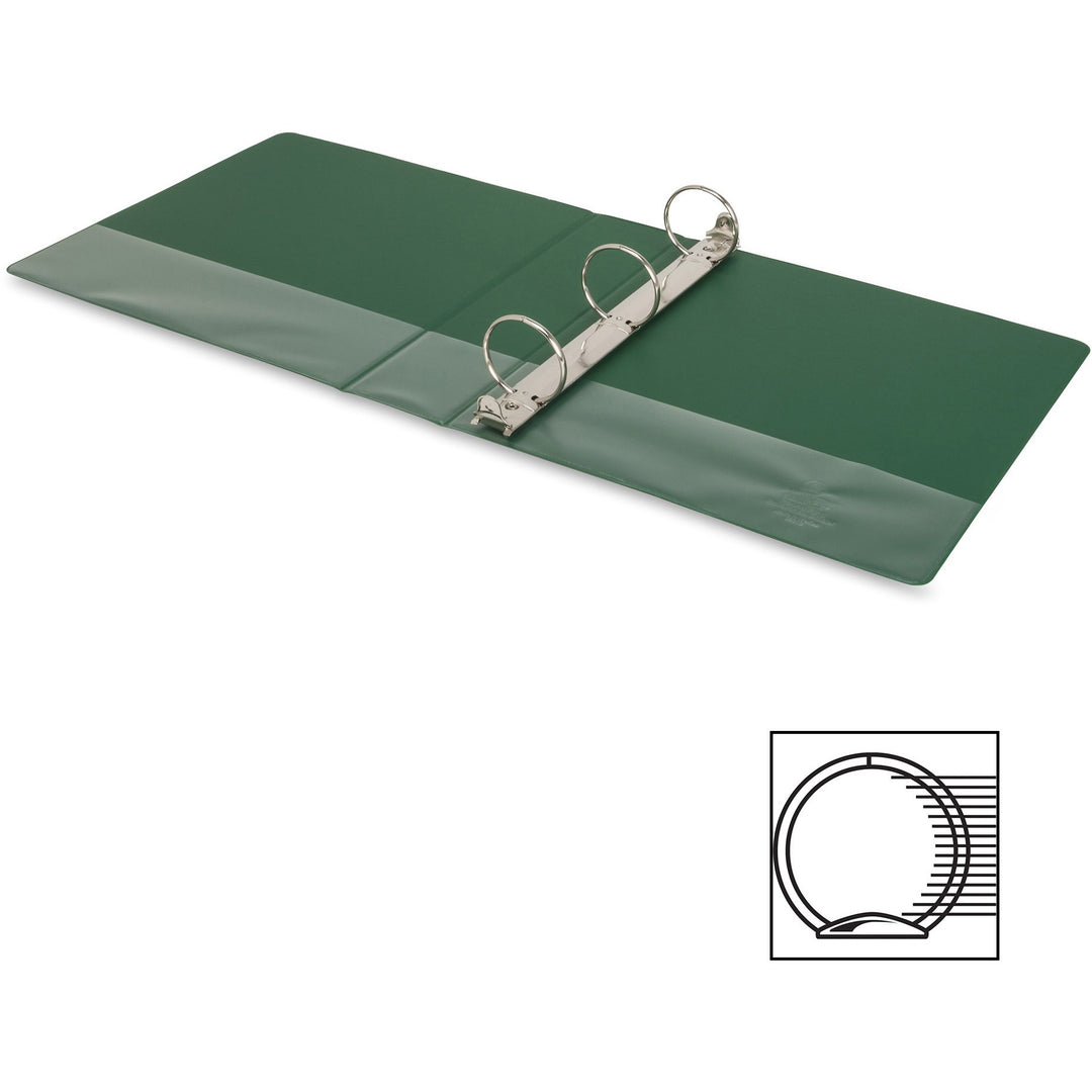 Image of Business Source Binder, Round Rings, 2" Capacity, 11"x8-1/2", Green
