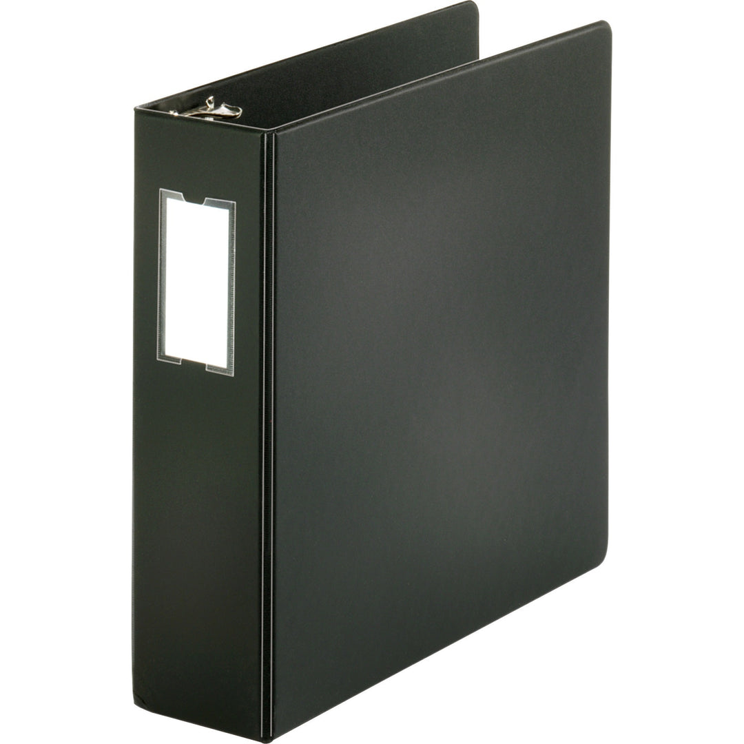 Image of Business Source Round Ring Binder,w/Label Holder,3" Cap.,11"x8-1/2",BK