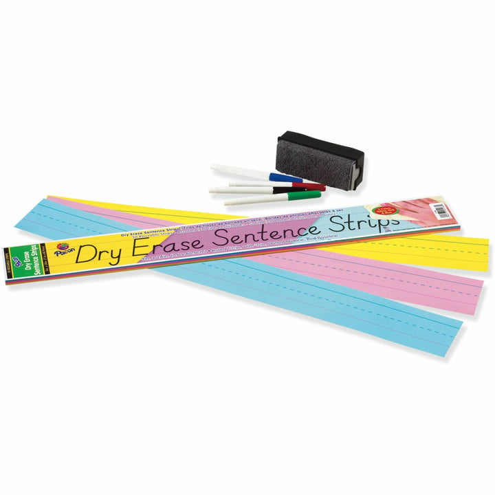 Image of Pacon® Dry Erase Sentence Strips, 24 X 3, Blue; Pink; Yellow, 30/pack