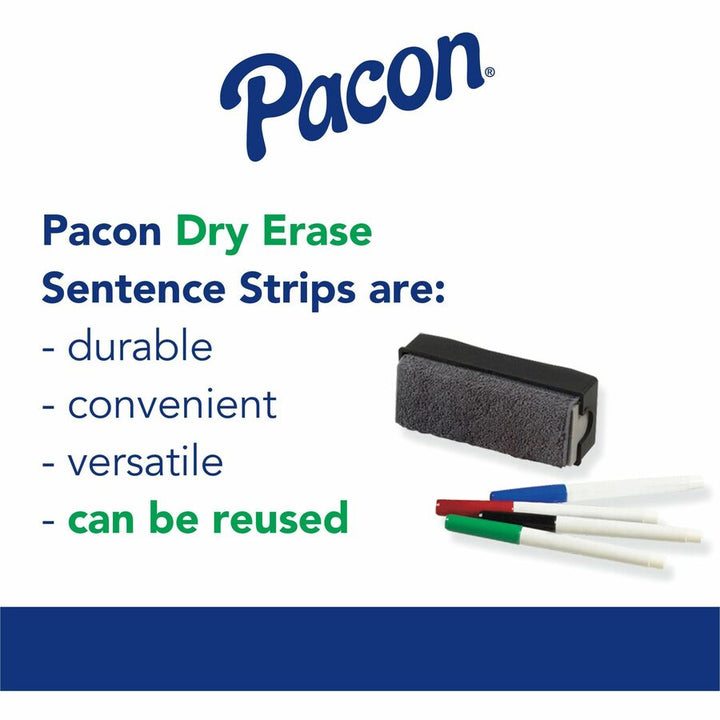 Image of Pacon® Dry Erase Sentence Strips, 24 X 3, Blue; Pink; Yellow, 30/pack