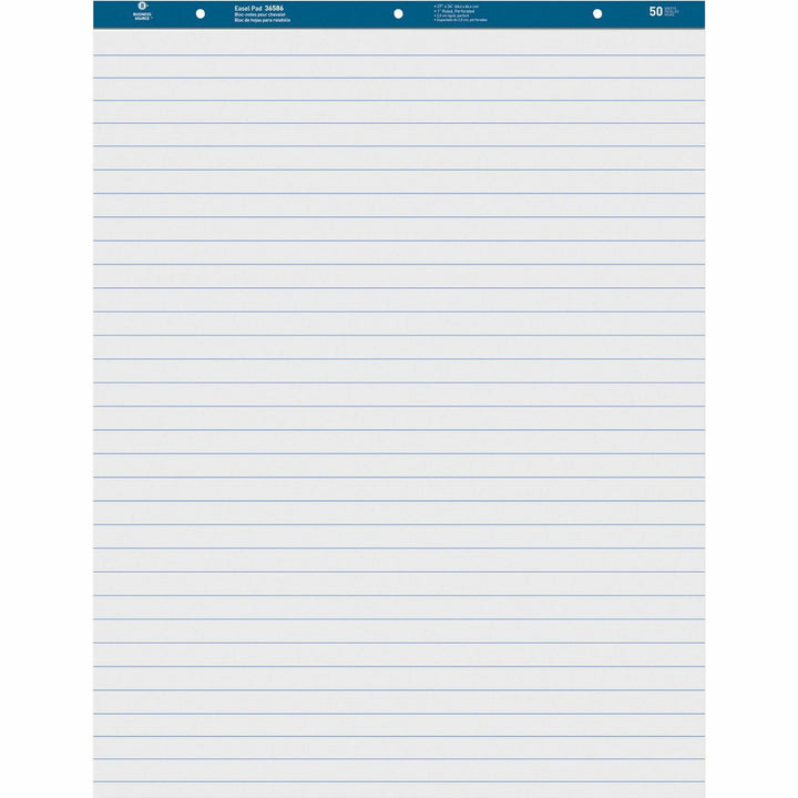 Image of Business Source Easel Pad, Ruled, 50 Sheets, 27"x34", 2/CT, White
