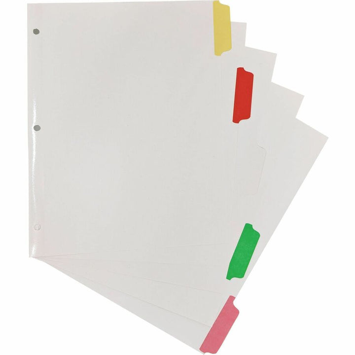 Image of Business Source Write-on Tab Indexes, 5-Tab, 11"x8-1/2", 5 Tabs/ST, Multi