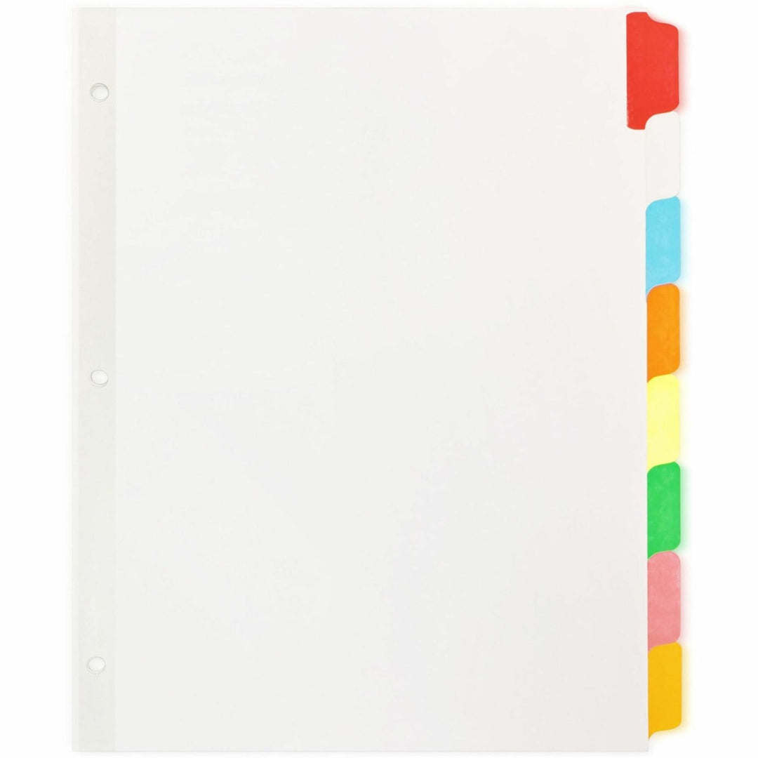 Image of Business Source Write-on Tab Indexes, 8-Tab, 11"x8-1/2", 8 Tabs/ST, Multi