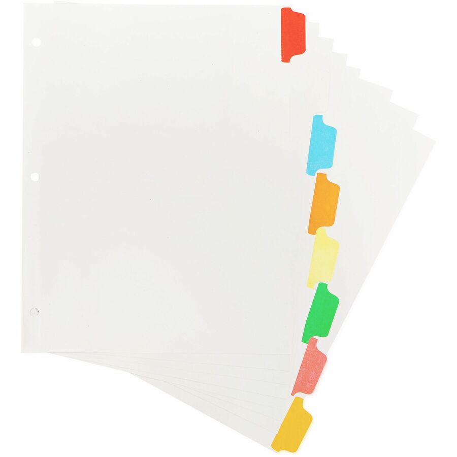 Image of Business Source Write-on Tab Indexes, 8-Tab, 11"x8-1/2", 8 Tabs/ST, Multi