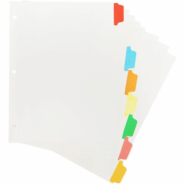Image of Business Source Write-on Tab Indexes, 8-Tab, 11"x8-1/2", 8 Tabs/ST, Multi