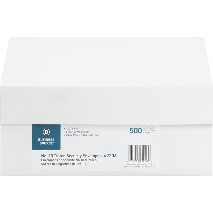 Image of Business Source Security Regular Envelopes,No. 10,4-1/8"x9-1/2",500/BX,WE
