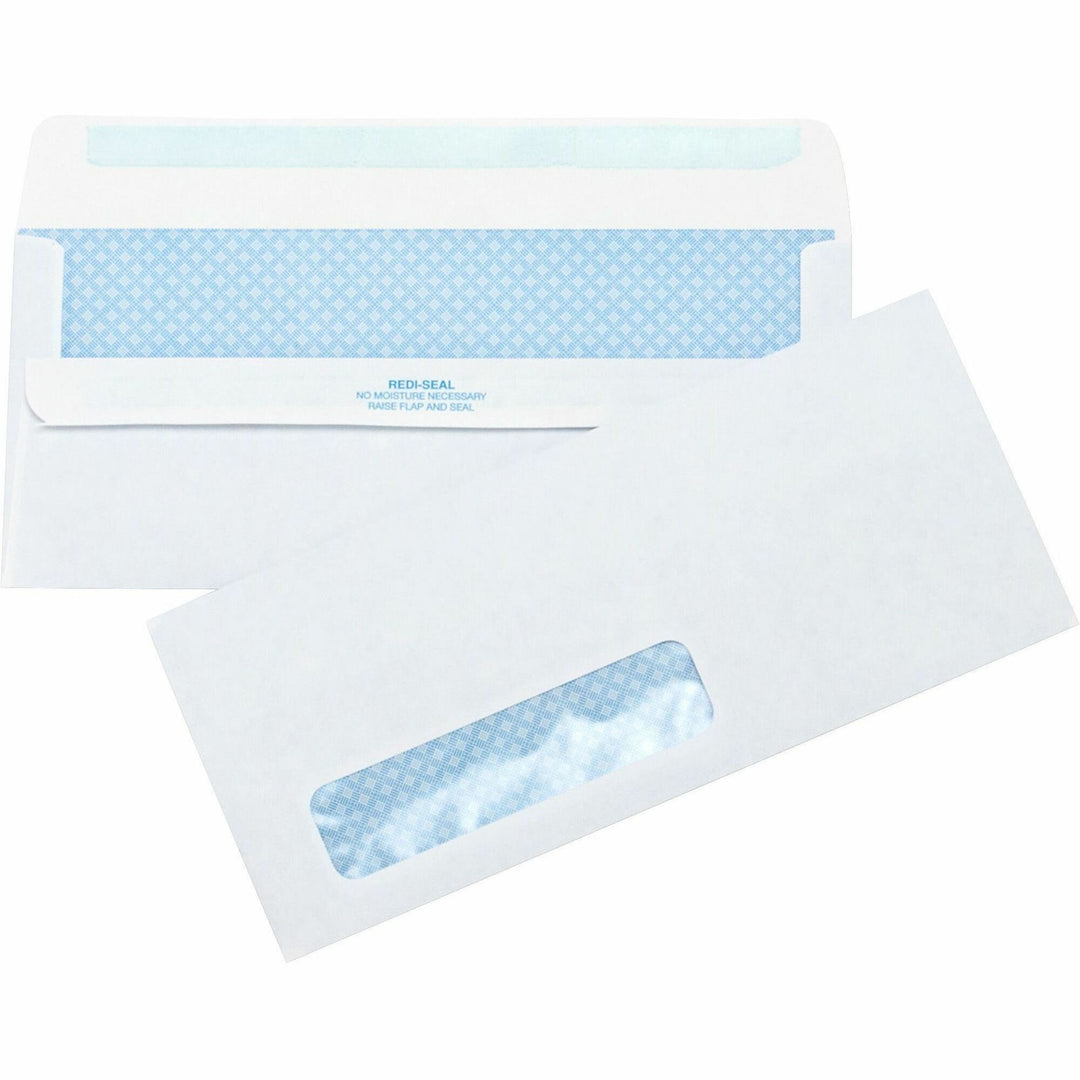 Image of Business Source Self-Seal Envelopes,No.10,Std.Window,4-1/2"x9-1/2",500/BX,WE