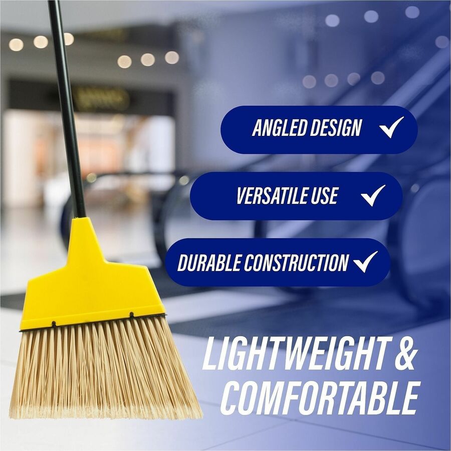 Image of Genuine Joe Angle Broom, High Performance Bristles, 12-1/2"Wx54-1/2", YW