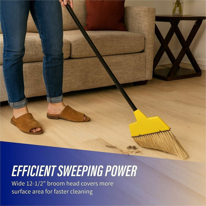 Image of Genuine Joe Angle Broom, High Performance Bristles, 12-1/2"Wx54-1/2", YW