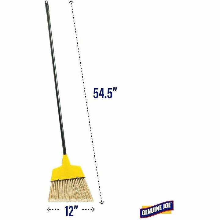 Image of Genuine Joe Angle Broom, High Performance Bristles, 12-1/2"Wx54-1/2", YW