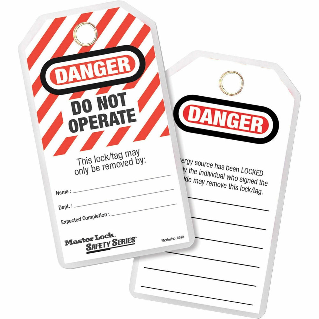 Image of Master Lock Company Lockout Tags,"Danger-Do Not Operate",3"x5-3/4",12/PK,BK/RD