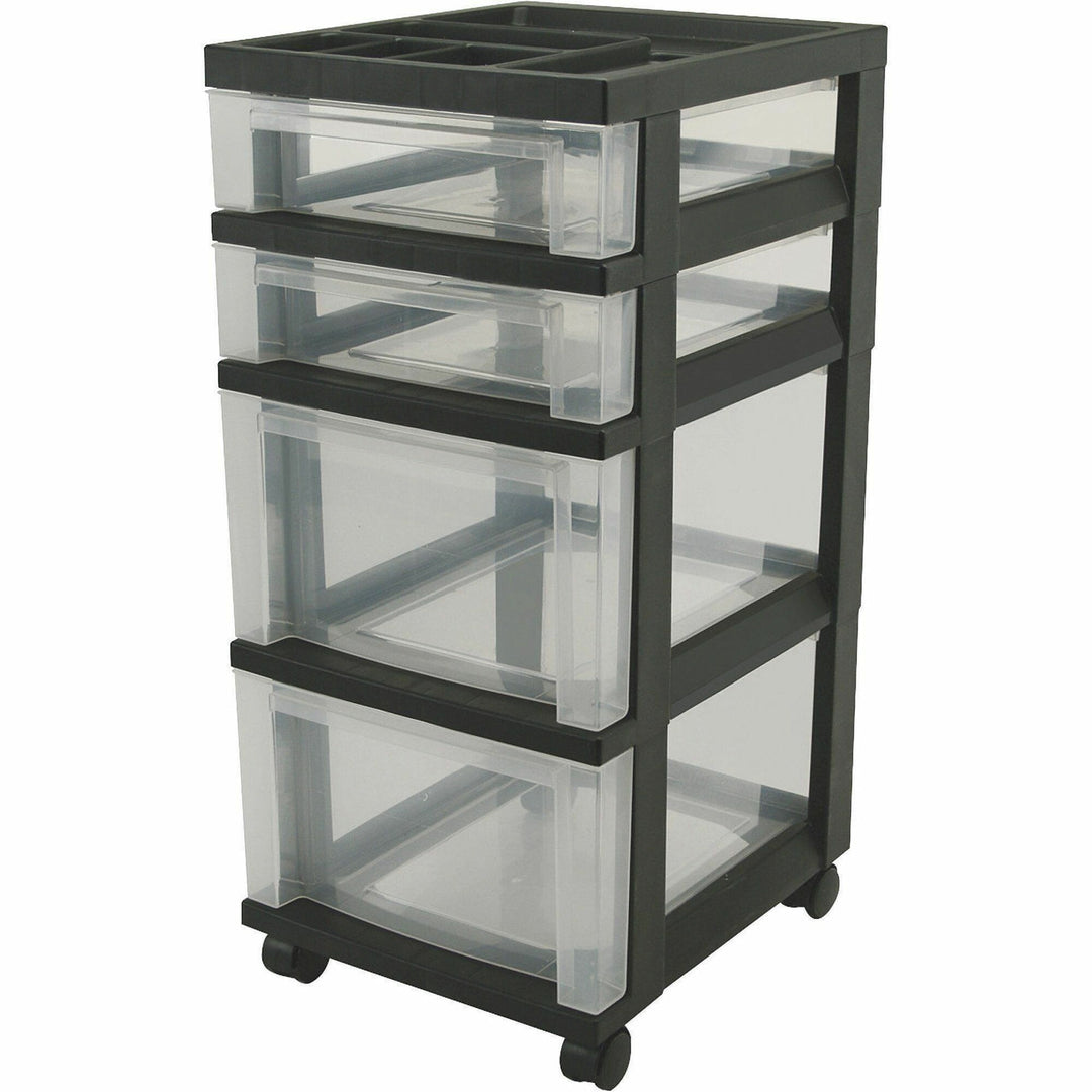 Image of Iris Mini Chests,4-Drawer,12-1/16"x14-1/4"x26-7/16",Clear/Black