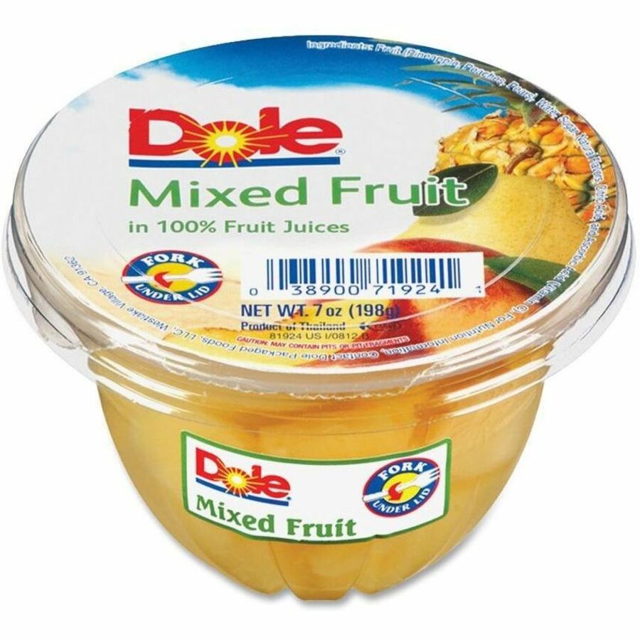 Image of Dole 71924 Mixed Fruit Cups, Mixed Fruit, 7 oz, 12 / Carton
