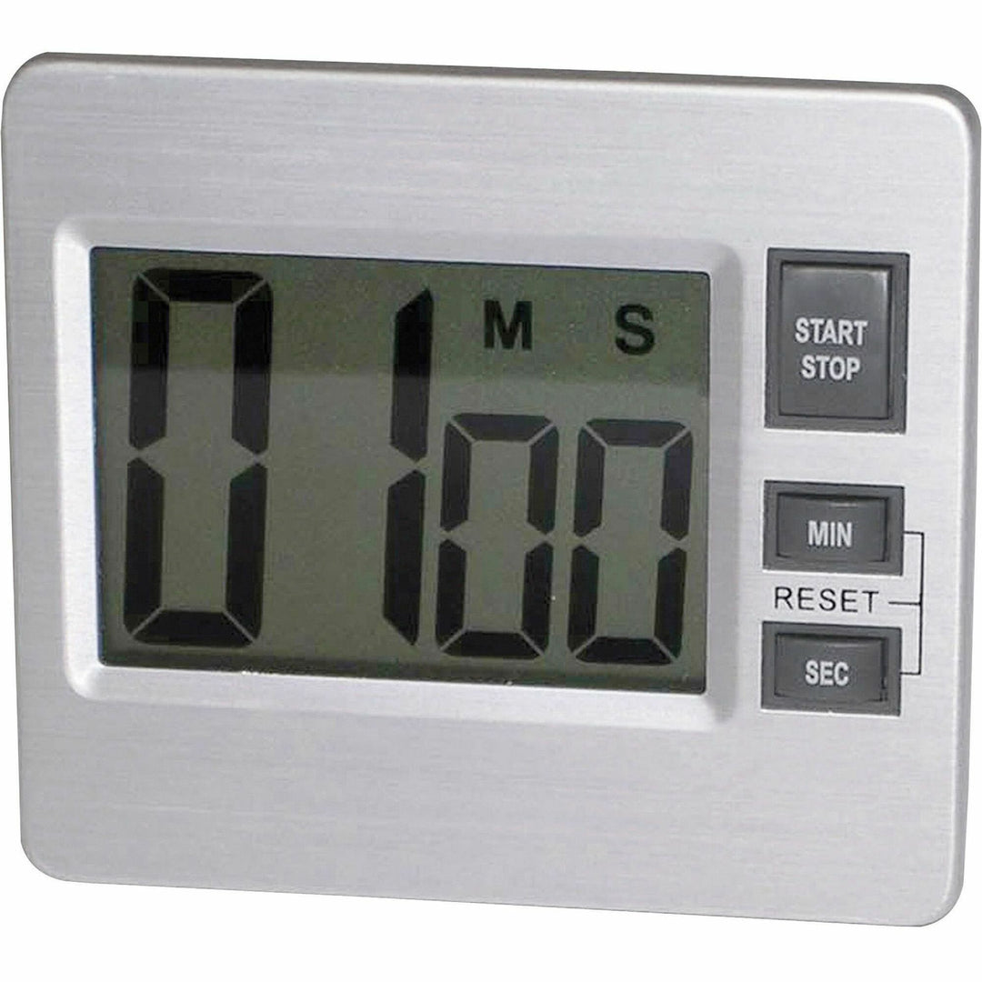 Image of Tatco Digital Timer, Desk/Wall, 3-3/8"x3/4"x3", Silver/Black