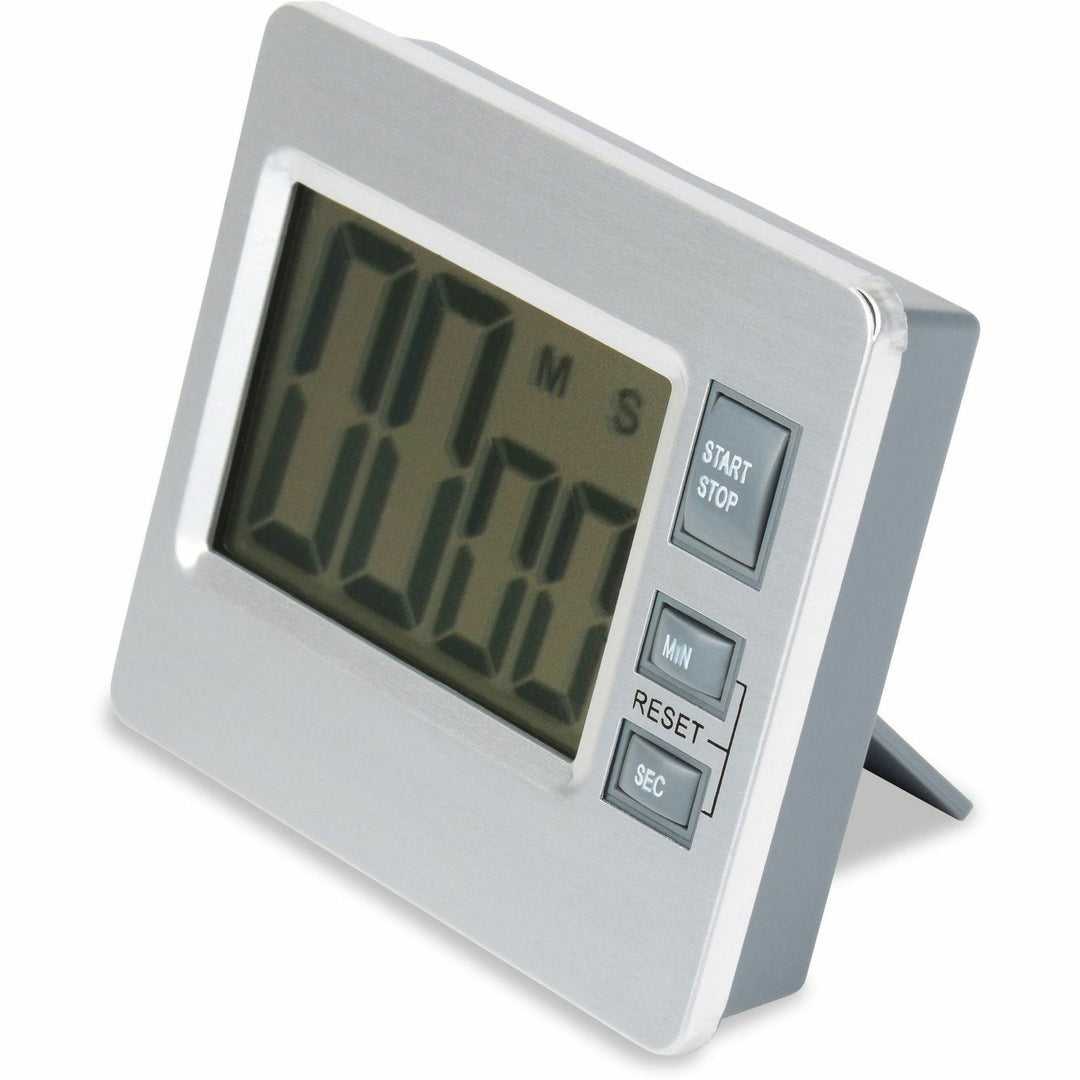 Image of Tatco Digital Timer, Desk/Wall, 3-3/8"x3/4"x3", Silver/Black