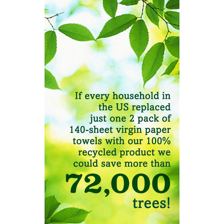 Image of Seventh Generation 13731 100% Recycled Paper Towels, 2 Ply, 11" W x 5.40" Length, 140 Sheets/Roll, White, Paper, 1 Pack