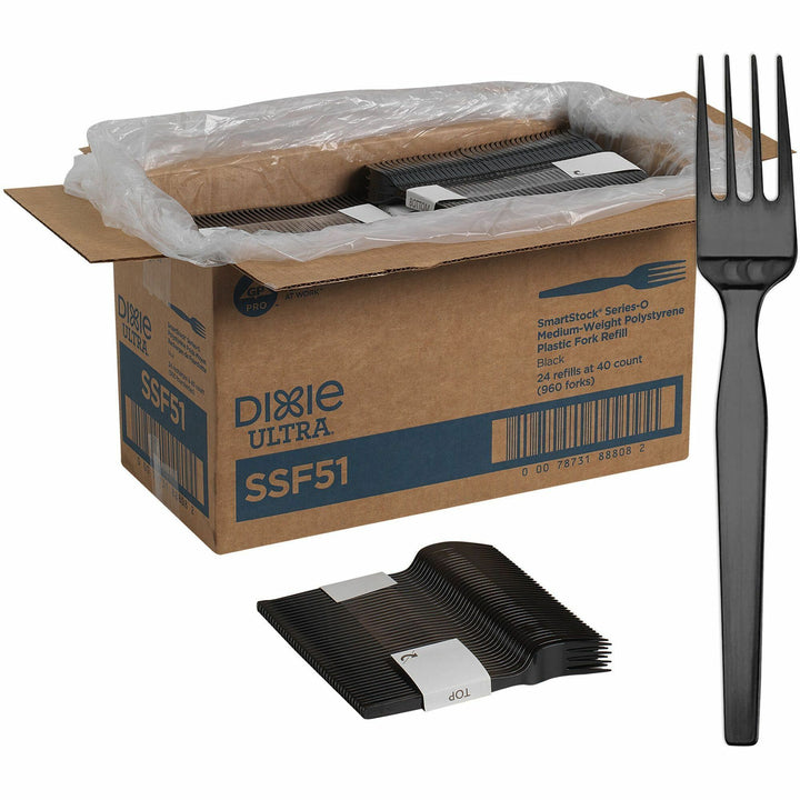 Image of Dixie® Fork Refill,f/Mini SmartStock Dispenser,40/PK 24PK/CT,Black