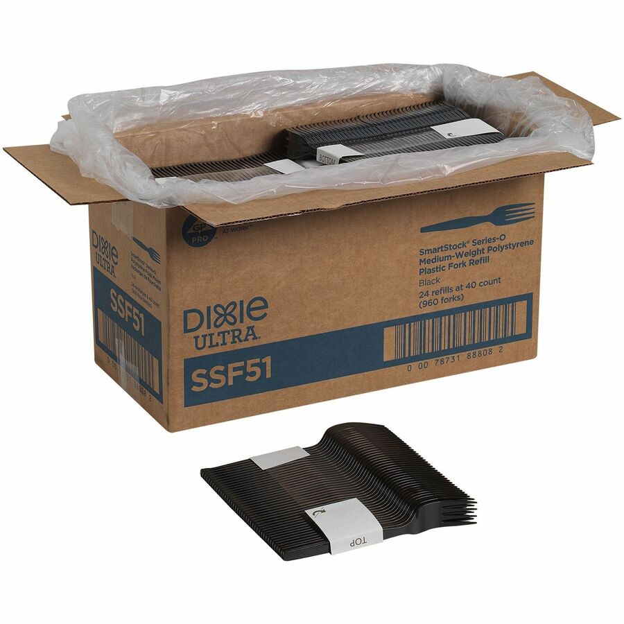 Image of Dixie® Fork Refill,f/Mini SmartStock Dispenser,40/PK 24PK/CT,Black