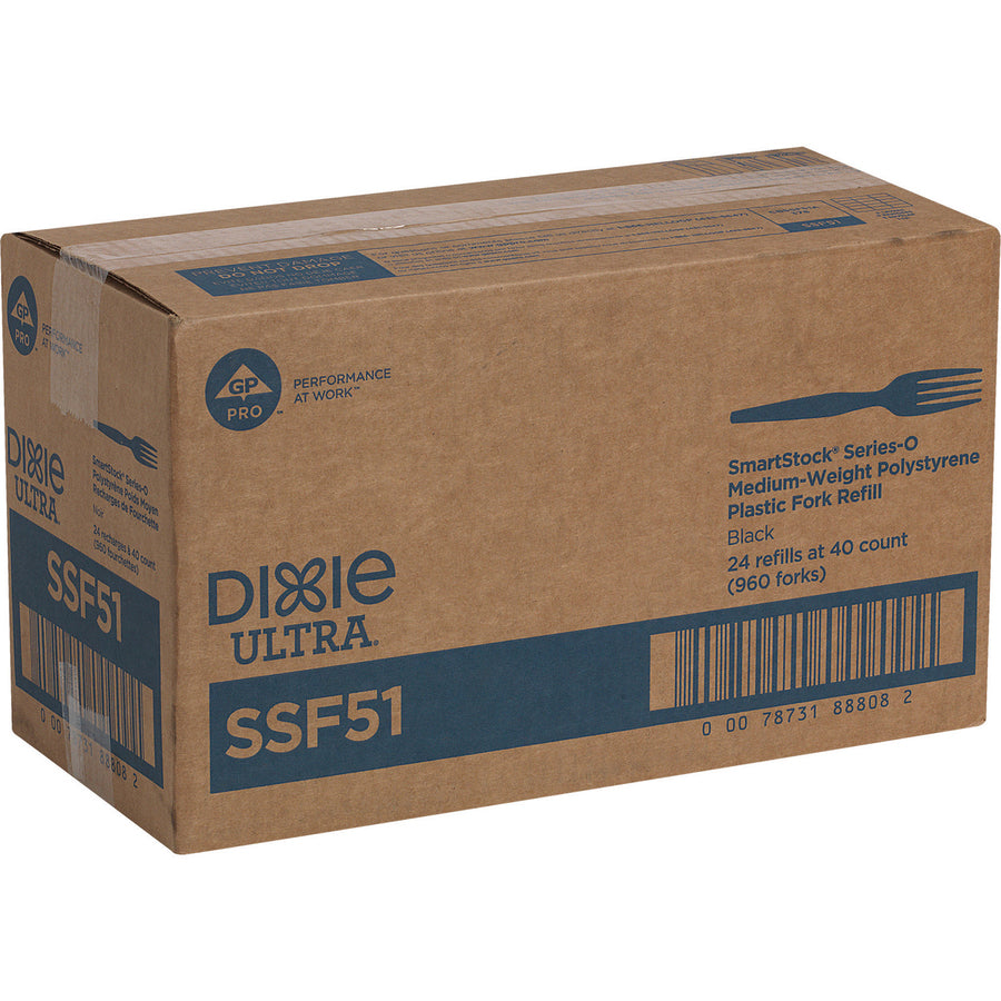 Image of Dixie® Fork Refill,f/Mini SmartStock Dispenser,40/PK 24PK/CT,Black