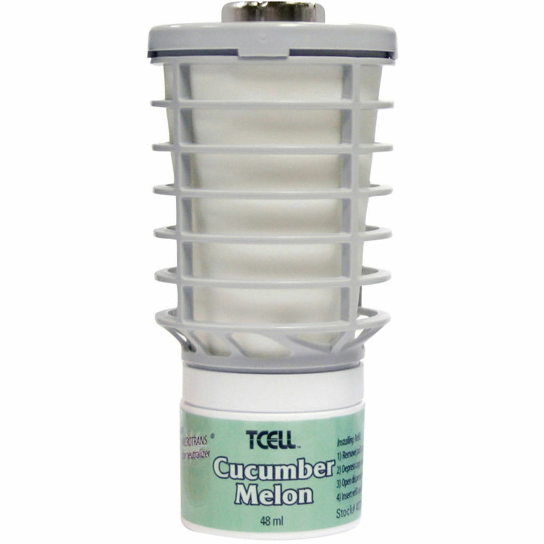 Image of Rubbermaid Commercial 402498 TCell Dispenser Fragrance Refill, 6000 ft?, Cucumber Melon, 60 Day, Odor Neutralizer, VOC-free, Recyclable, 1 Each