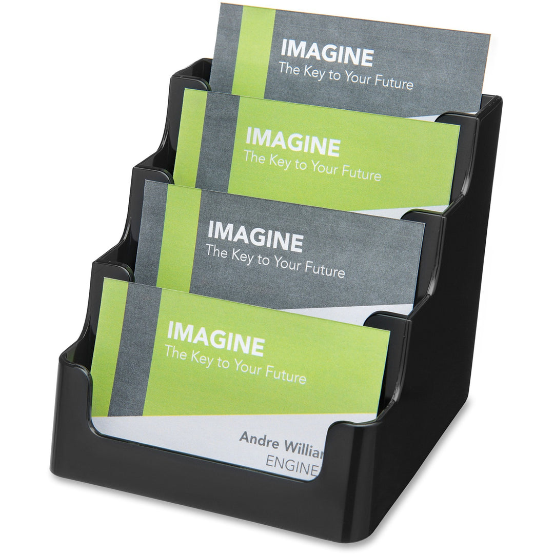 Image of deflecto® Business Card Holder,4-Tier,Holds 50,3-7/8"x4-1/8"x3-1/2",BK