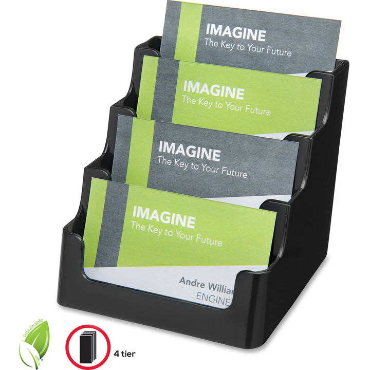 Image of deflecto® Business Card Holder,4-Tier,Holds 50,3-7/8"x4-1/8"x3-1/2",BK