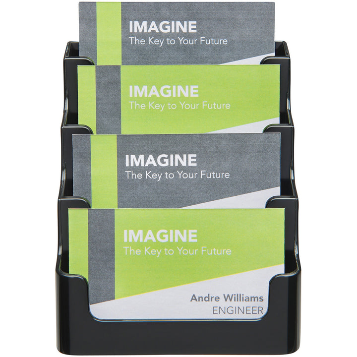 Image of deflecto® Business Card Holder,4-Tier,Holds 50,3-7/8"x4-1/8"x3-1/2",BK