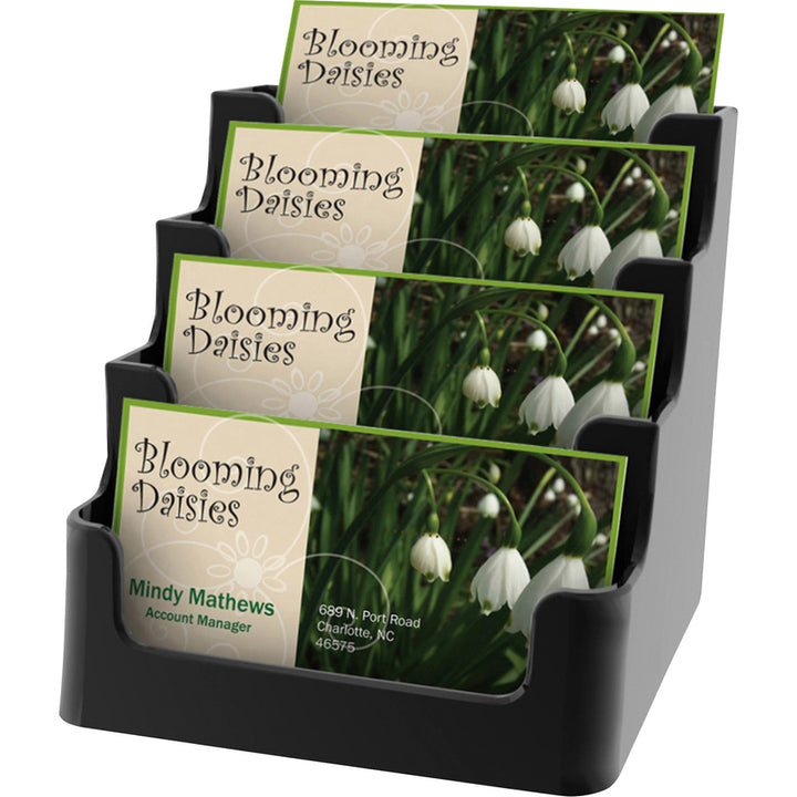 Image of deflecto® Business Card Holder,4-Tier,Holds 50,3-7/8"x4-1/8"x3-1/2",BK
