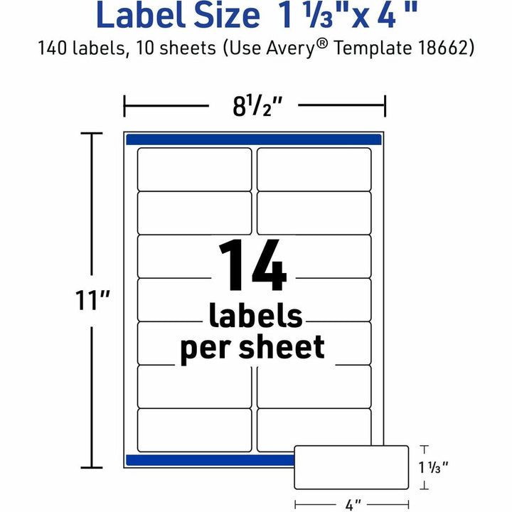 Image of Avery® Matte Clear Easy Peel Mailing Labels W/ Sure Feed Technology, Inkjet Printers, 1.33 X 4, Clear, 14/sheet, 10 Sheets/pack