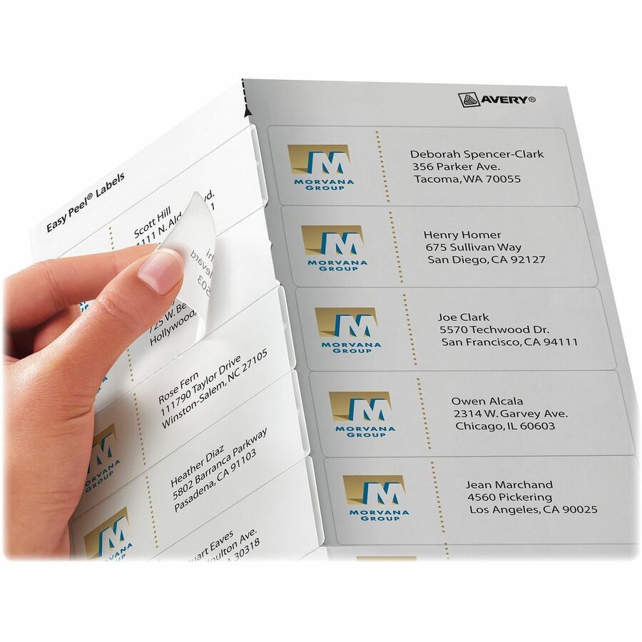 Image of Avery® Matte Clear Easy Peel Mailing Labels W/ Sure Feed Technology, Inkjet Printers, 1.33 X 4, Clear, 14/sheet, 10 Sheets/pack