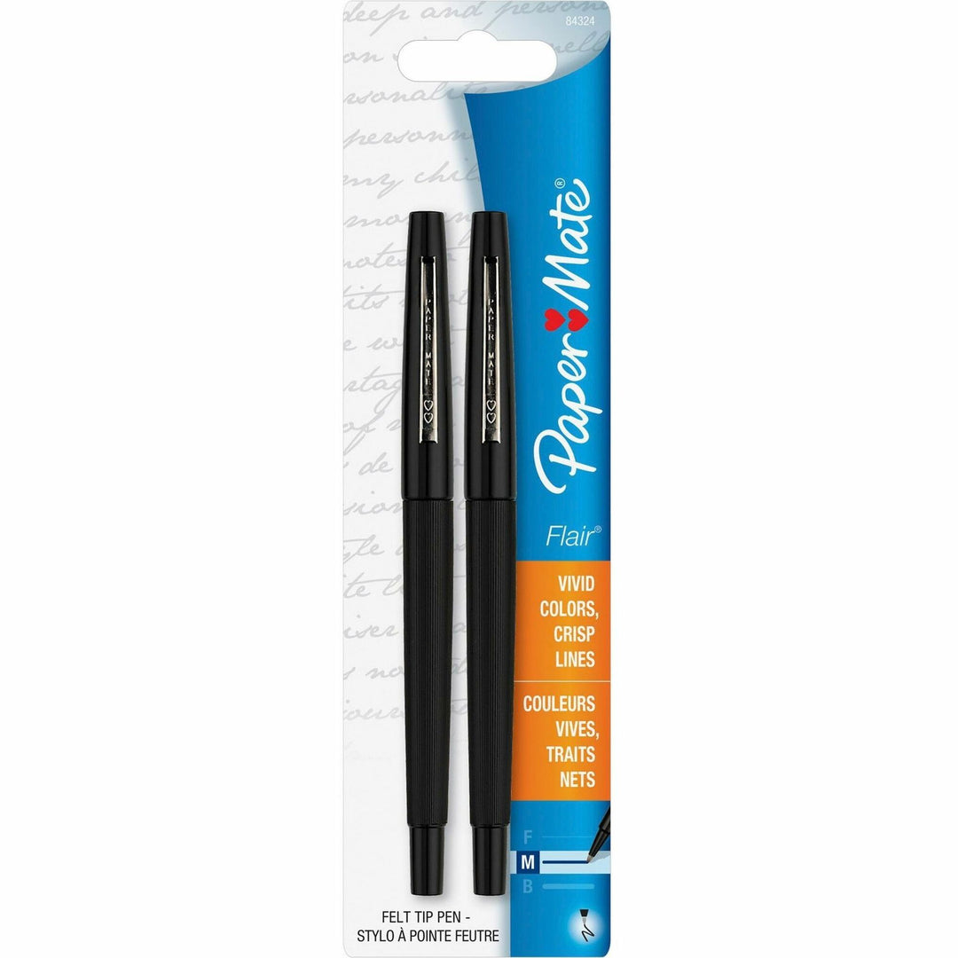 Image of Paper Mate® Flair Pen, Point Guard Tip, 2/PK, Black