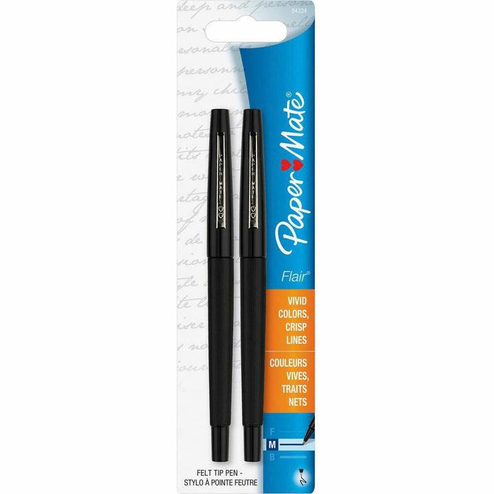 Image of Paper Mate® Flair Pen, Point Guard Tip, 2/PK, Black