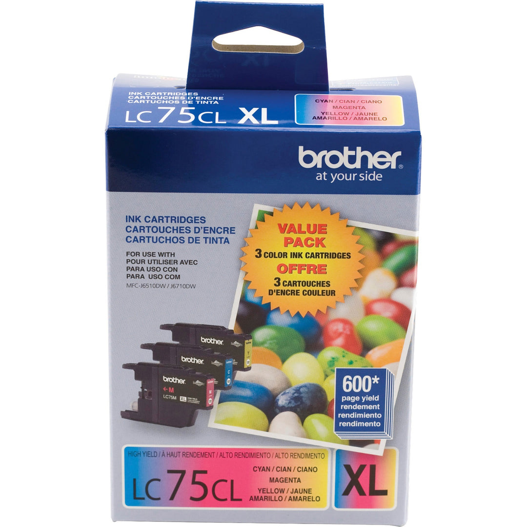 Image of Brother Innobella LC753PKS LC75 3PK High-yield Ink Cartridges, Inkjet, Cyan, Magenta, Yellow, 3 / Pack