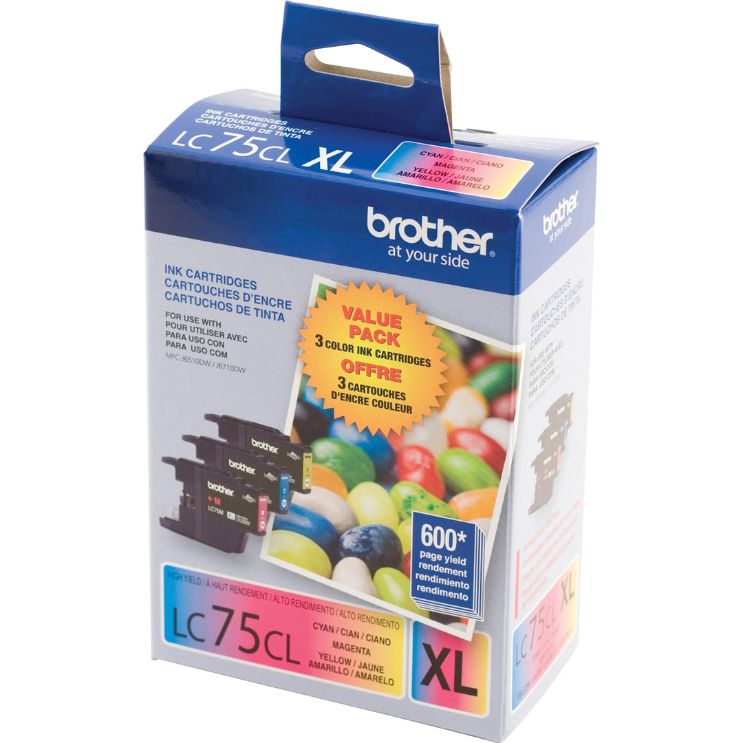 Image of Brother Innobella LC753PKS LC75 3PK High-yield Ink Cartridges, Inkjet, Cyan, Magenta, Yellow, 3 / Pack
