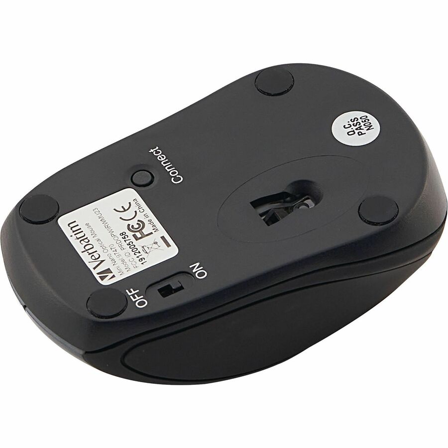 Image of Verbatim® Mini Travel Mouse, Wireless, 2.0 USB, 2"x3"x1-1/4", Graphite