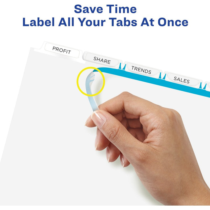 Image of Avery® Print and Apply Index Maker Clear Label Dividers, 5-Tab, White Tabs, 11 x 8.5, White, 50 Sets