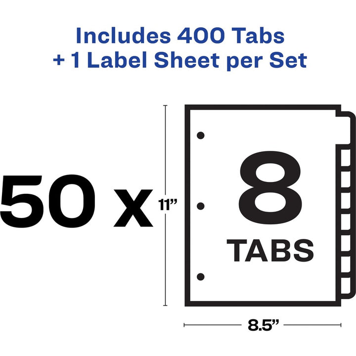 Image of Avery® Print and Apply Index Maker Clear Label Dividers, 8-Tab, 11 x 8.5, White, 50 Sets