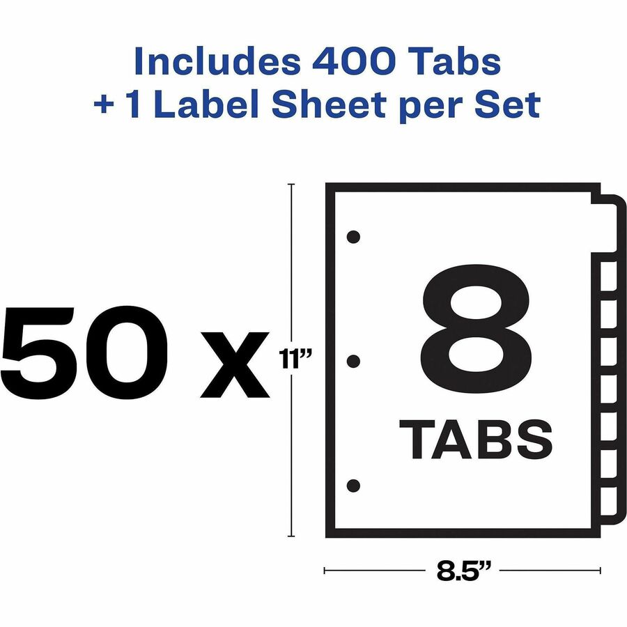Image of Avery® Print and Apply Index Maker Clear Label Dividers, 8-Tab, 11 x 8.5, White, 50 Sets