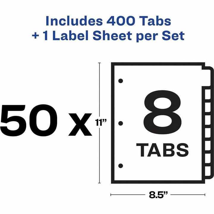 Image of Avery® Print and Apply Index Maker Clear Label Dividers, 8-Tab, 11 x 8.5, White, 50 Sets