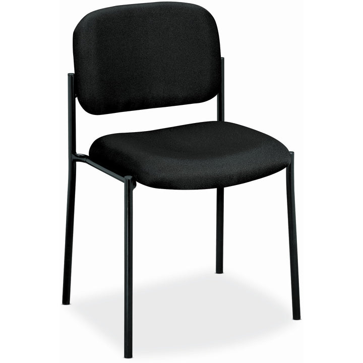Image of HON® VL606 Stacking Guest Chair without Arms, Fabric Upholstery, 21.25" x 21" x 32.75", Black Seat, Black Back, Black Base