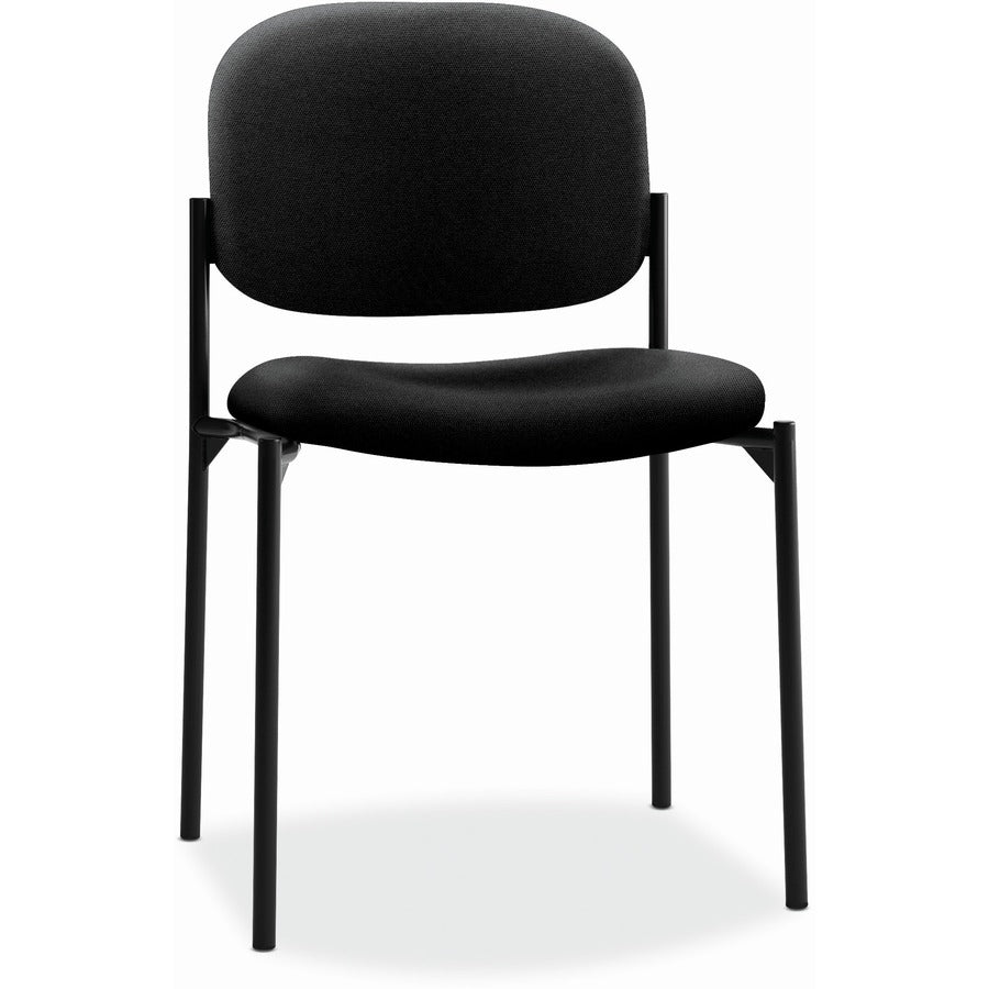 Image of HON® VL606 Stacking Guest Chair without Arms, Fabric Upholstery, 21.25" x 21" x 32.75", Black Seat, Black Back, Black Base