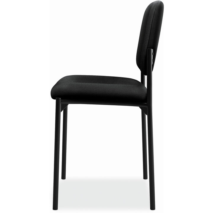 Image of HON® VL606 Stacking Guest Chair without Arms, Fabric Upholstery, 21.25" x 21" x 32.75", Black Seat, Black Back, Black Base