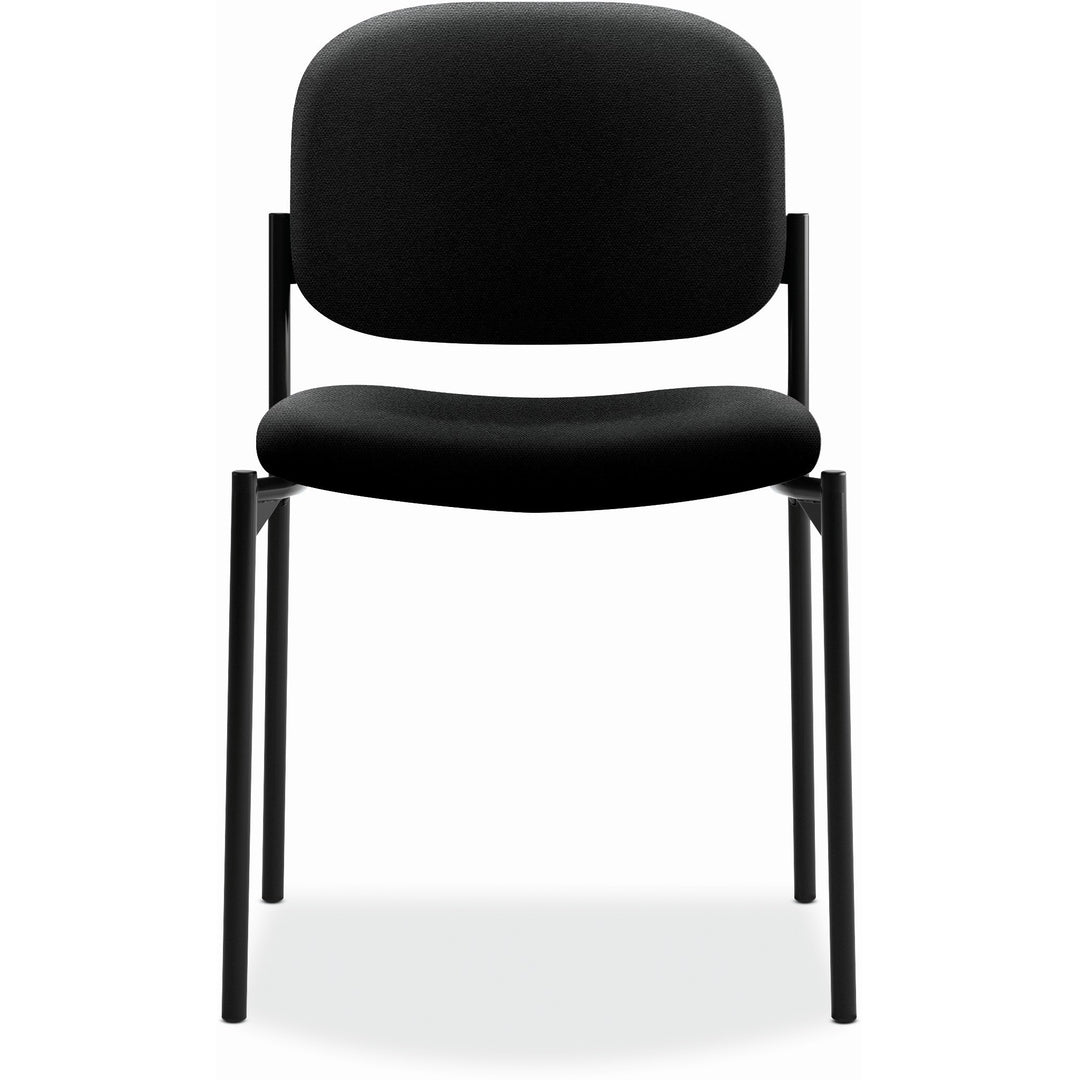 Image of HON® VL606 Stacking Guest Chair without Arms, Fabric Upholstery, 21.25" x 21" x 32.75", Black Seat, Black Back, Black Base