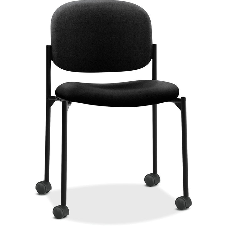 Image of HON® VL606 Stacking Guest Chair without Arms, Fabric Upholstery, 21.25" x 21" x 32.75", Black Seat, Black Back, Black Base